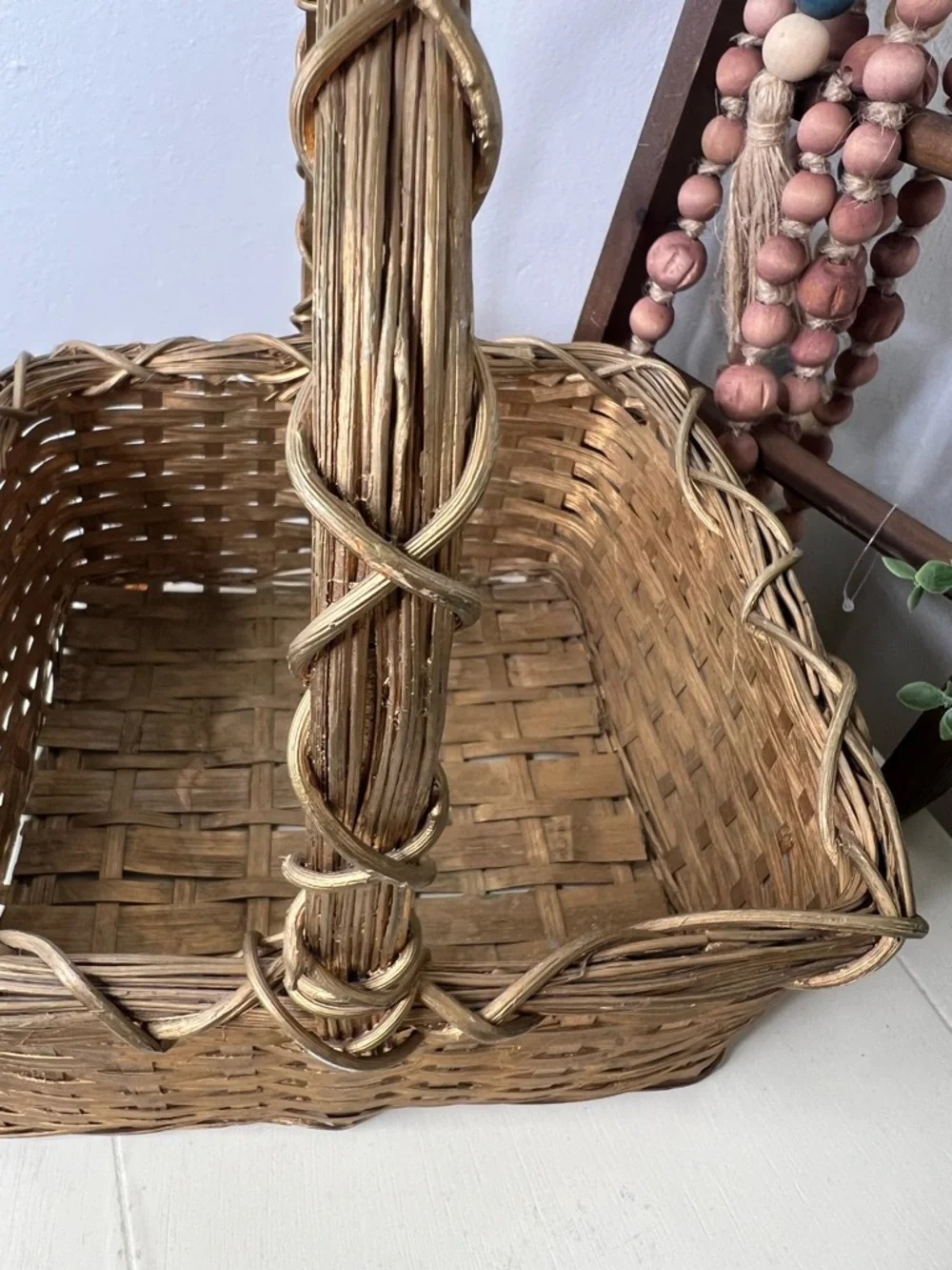 Vintage Handwoven Gold Basket